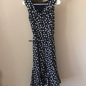 Navy and white Talbots midi dress